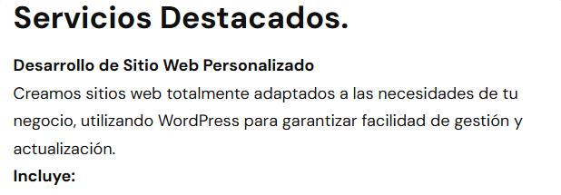 Que incluye - Servicios Destacados